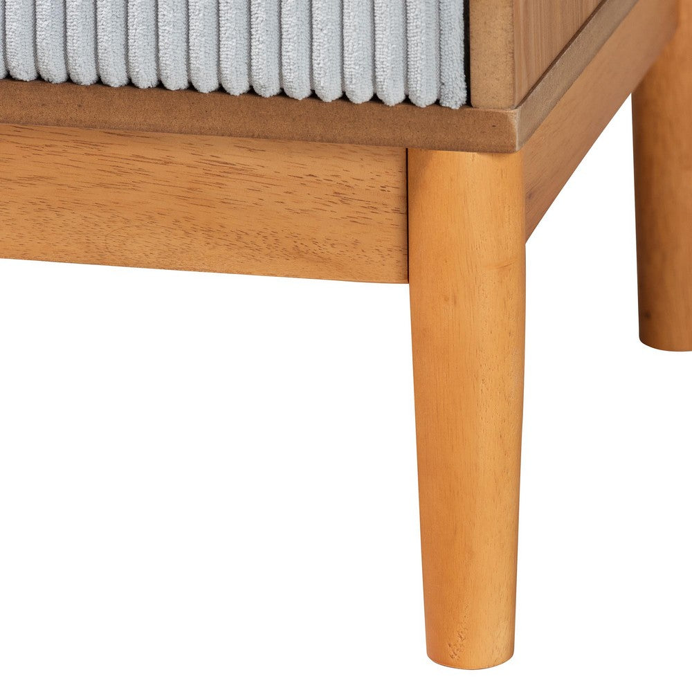 Baxton Studio - Taylin Nightstand in Grey/Oak Brown - MG9012-Grey-HC1315-16/NT-Oak-2DW-NS view 6
