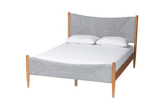 Baxton Studio - Taylin Queen Size Bed - MG0243-Grey-HC1315-16/NT-Oak-Queen view 1