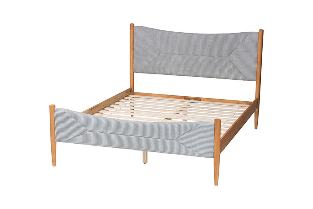 Baxton Studio - Taylin Queen Size Bed - MG0243-Grey-HC1315-16/NT-Oak-Queen view 3