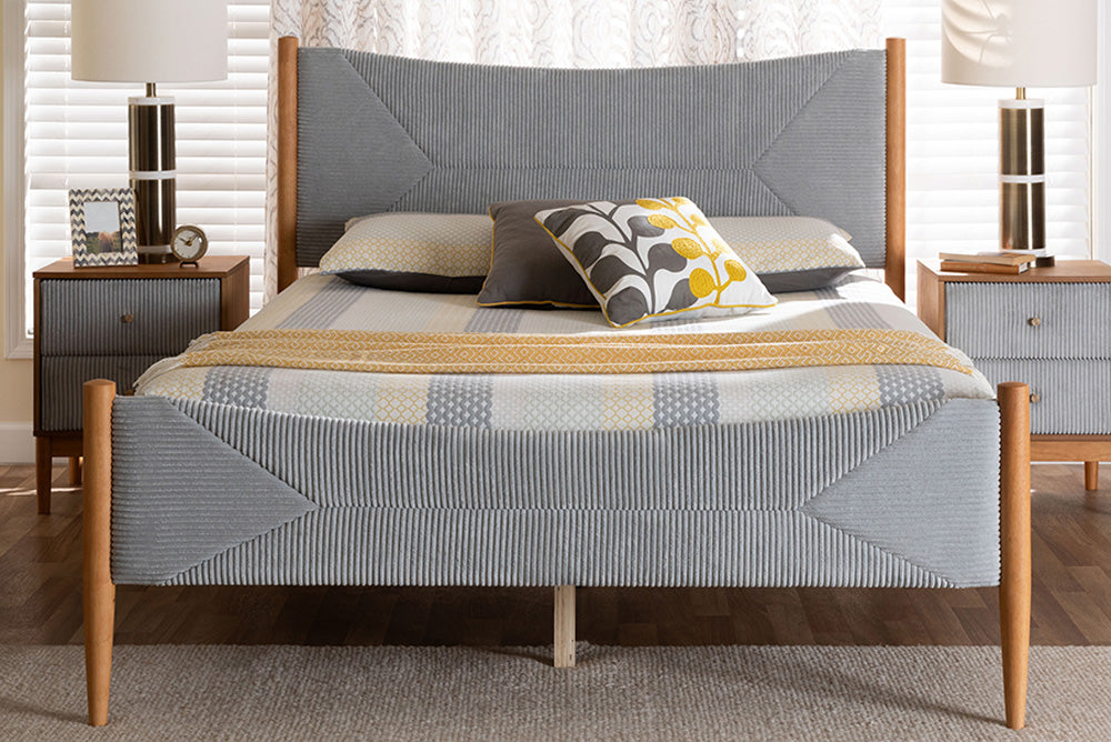 Baxton Studio - Taylin Queen Size Bed - MG0243-Grey-HC1315-16/NT-Oak-Queen view 9