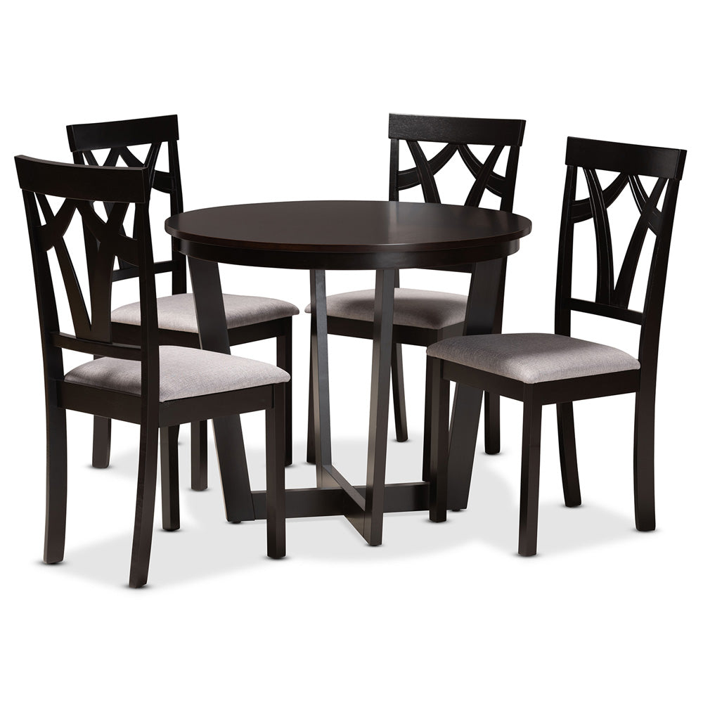 Baxton Studio - Telma Dining Set in Grey/Dark Brown - Telma-Grey/Dark Brown-5PC Dining Set view 1