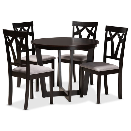 Baxton Studio - Telma Dining Set in Grey/Dark Brown - Telma-Grey/Dark Brown-5PC Dining Set view 1