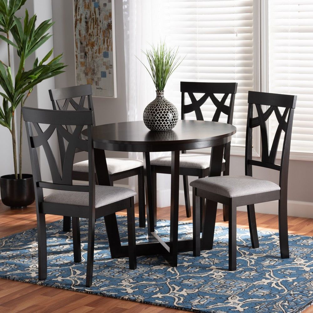 Baxton Studio - Telma Dining Set in Grey/Dark Brown - Telma-Grey/Dark Brown-5PC Dining Set view 8