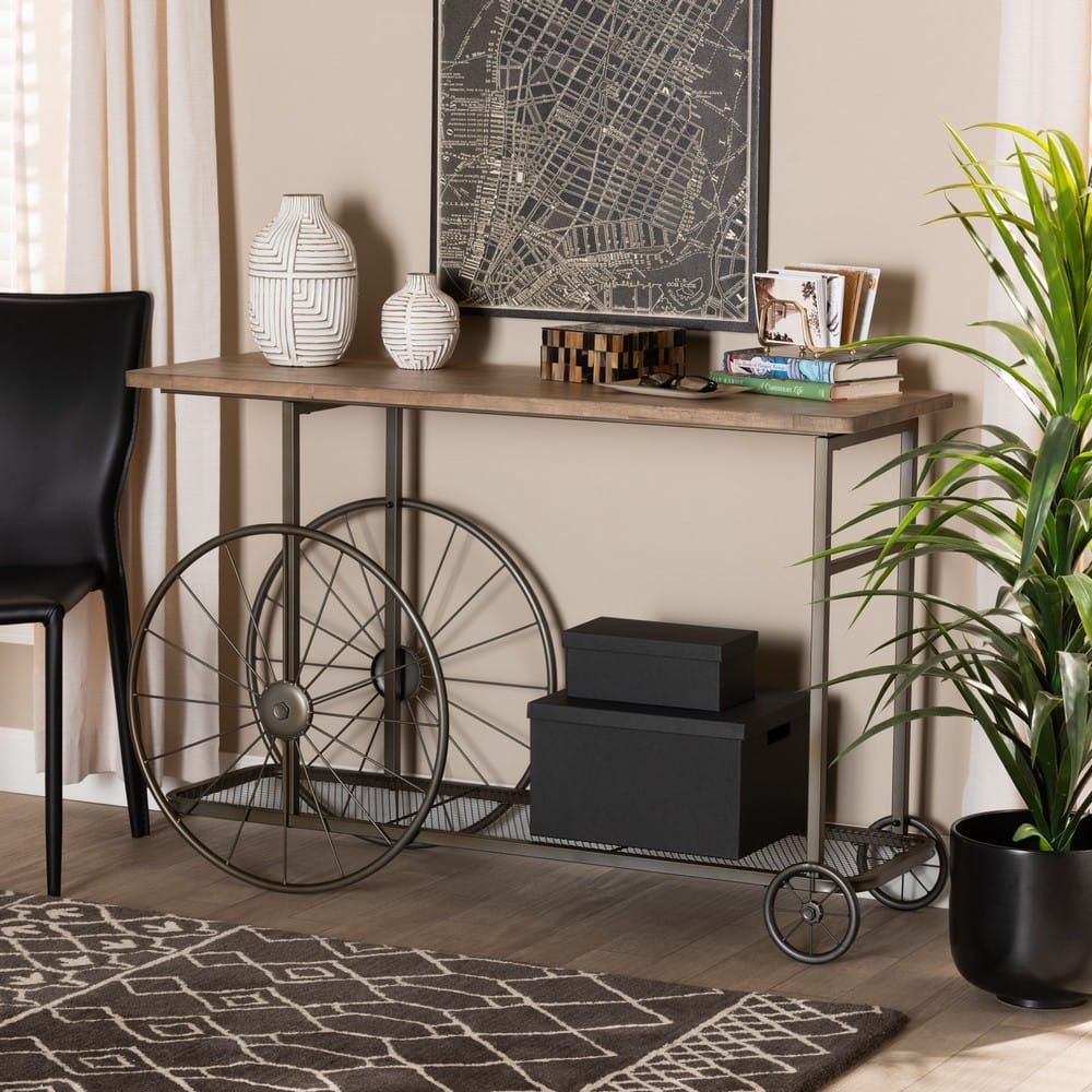 Baxton Studio - Terence Console Table in Natural/Black - JY20A074-Natural/Black-Console view 6