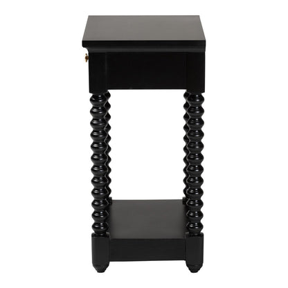 Baxton Studio - Terentia Nightstand in Black - KL-1757-1 DRW-Black/Wooden-NS view 4