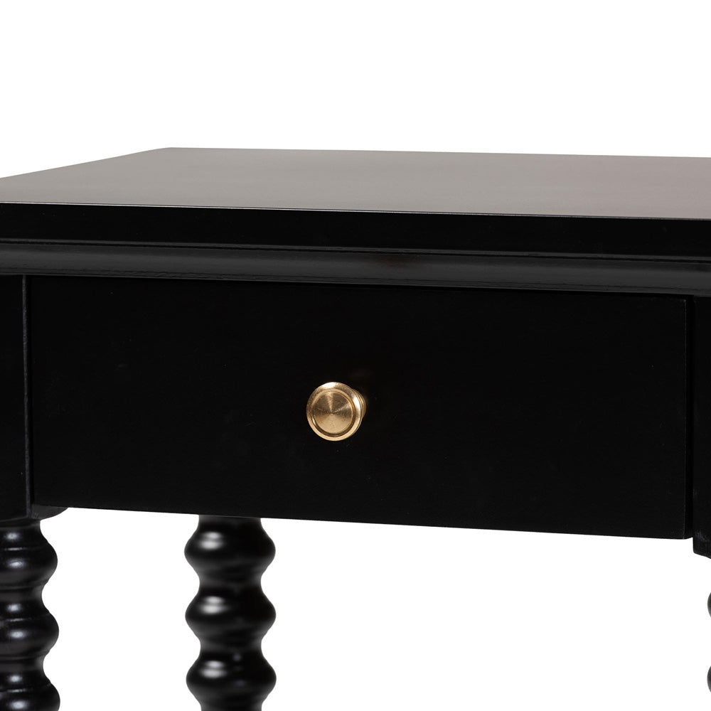 Baxton Studio - Terentia Nightstand in Black - KL-1757-1 DRW-Black/Wooden-NS view 6