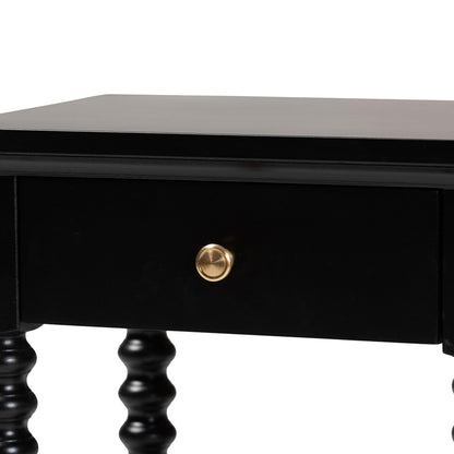 Baxton Studio - Terentia Nightstand in Black - KL-1757-1 DRW-Black/Wooden-NS view 6