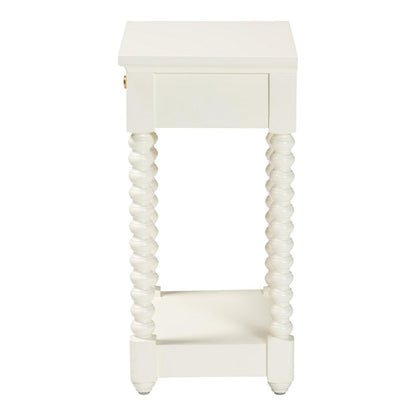 Baxton Studio - Terentia Nightstand in White - KL-1757-1 DRW-White/Wooden-NS view 4