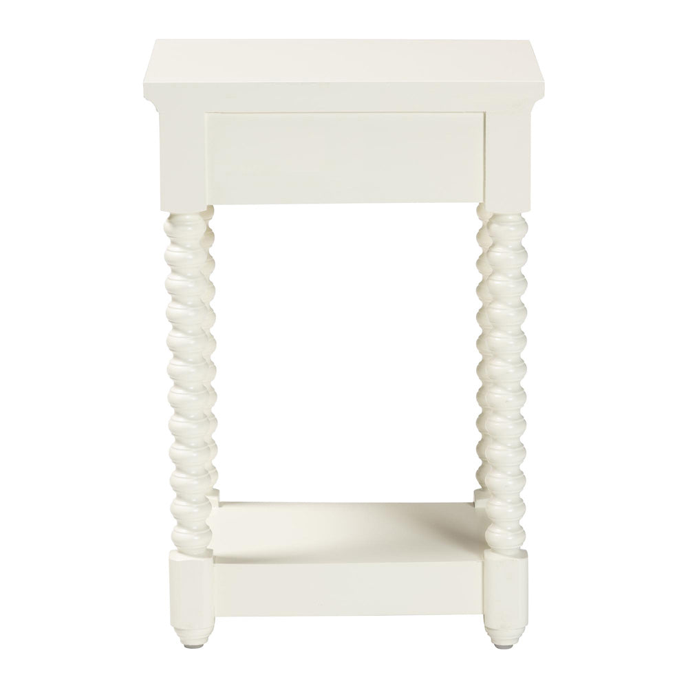 Baxton Studio - Terentia Nightstand in White - KL-1757-1 DRW-White/Wooden-NS view 5