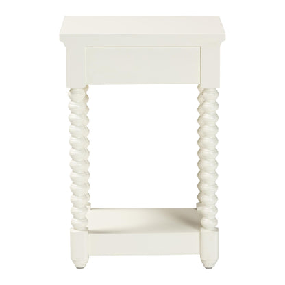 Baxton Studio - Terentia Nightstand in White - KL-1757-1 DRW-White/Wooden-NS view 5