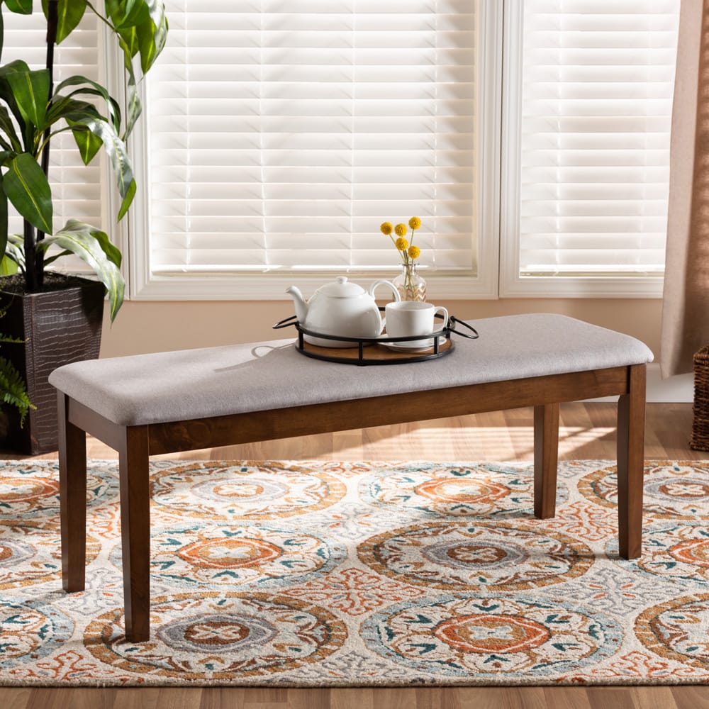 Baxton Studio - Teresa Dining Bench in Grey/Walnut - RH037-Grey/Walnut-Dining Bench view 5