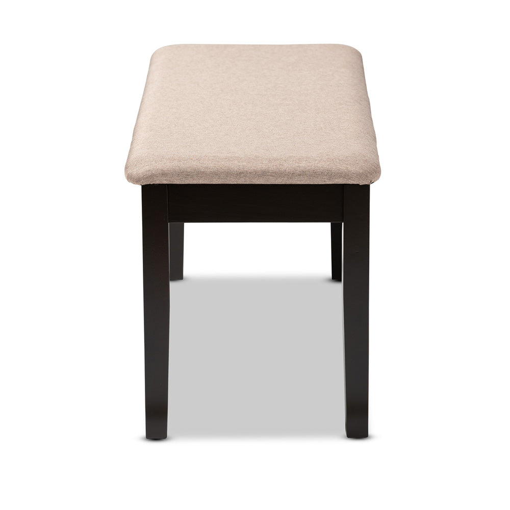 Baxton Studio - Teresa Dining Bench in Sand/Dark Brown - RH037-Sand/Dark Brown-Dining Bench view 3