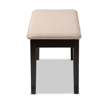 Baxton Studio - Teresa Dining Bench in Sand/Dark Brown - RH037-Sand/Dark Brown-Dining Bench view 3