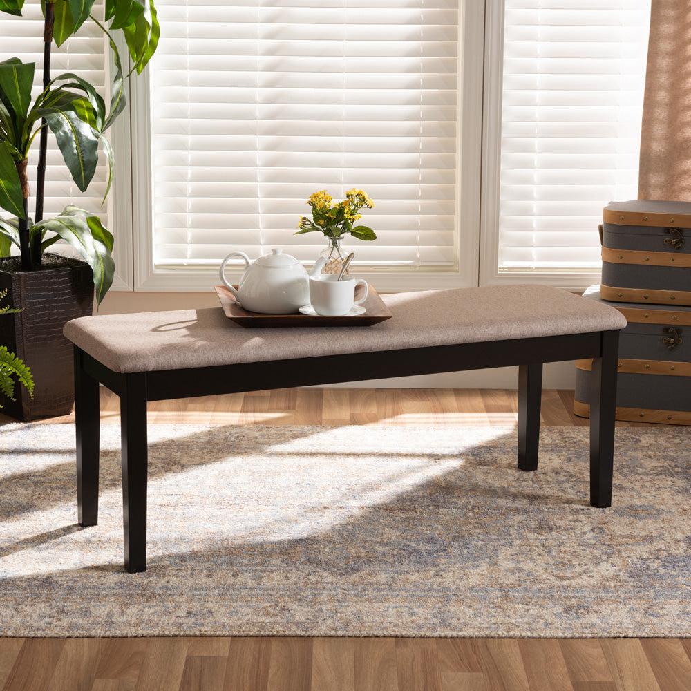Baxton Studio - Teresa Dining Bench in Sand/Dark Brown - RH037-Sand/Dark Brown-Dining Bench view 5