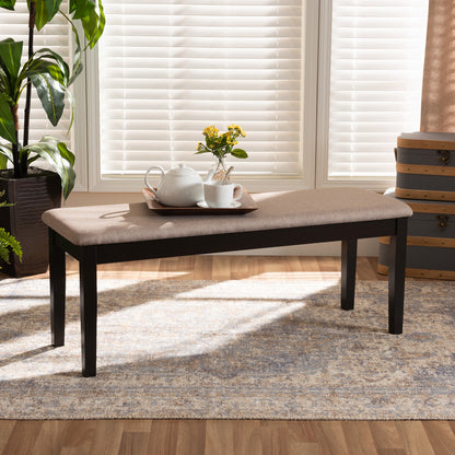 Baxton Studio - Teresa Dining Bench in Sand/Dark Brown - RH037-Sand/Dark Brown-Dining Bench view 5