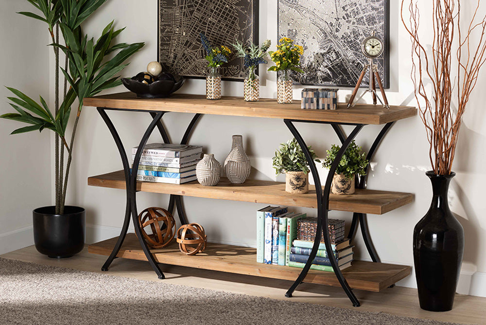 Baxton Studio - Terrell Console Table - JY20A165-Natural/Black-Console view 5