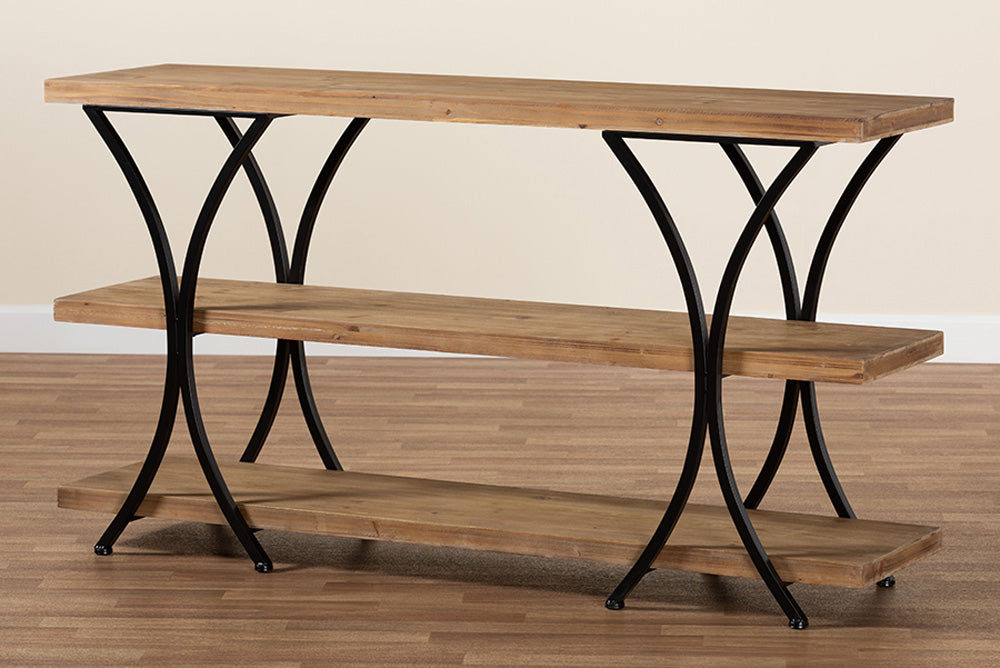 Baxton Studio - Terrell Console Table - JY20A165-Natural/Black-Console view 6