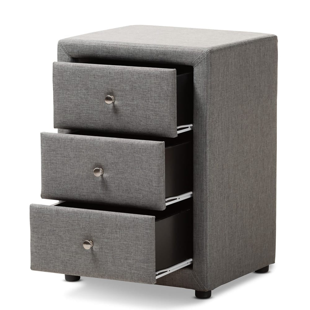 Baxton Studio - Tessa Nightstand in Grey - BBT3138-Grey-NS view 2