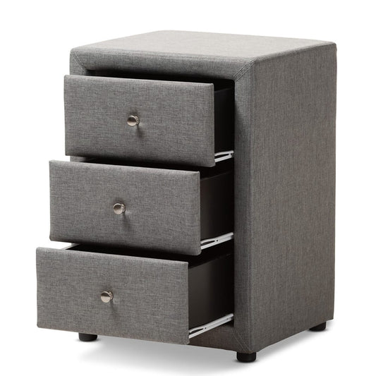 Baxton Studio - Tessa Nightstand in Grey - BBT3138-Grey-NS view 2