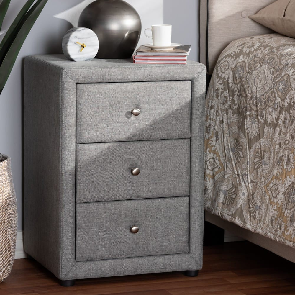 Baxton Studio - Tessa Nightstand in Grey - BBT3138-Grey-NS view 7