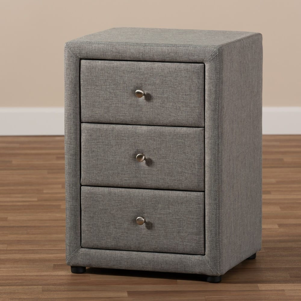 Baxton Studio - Tessa Nightstand in Grey - BBT3138-Grey-NS view 8