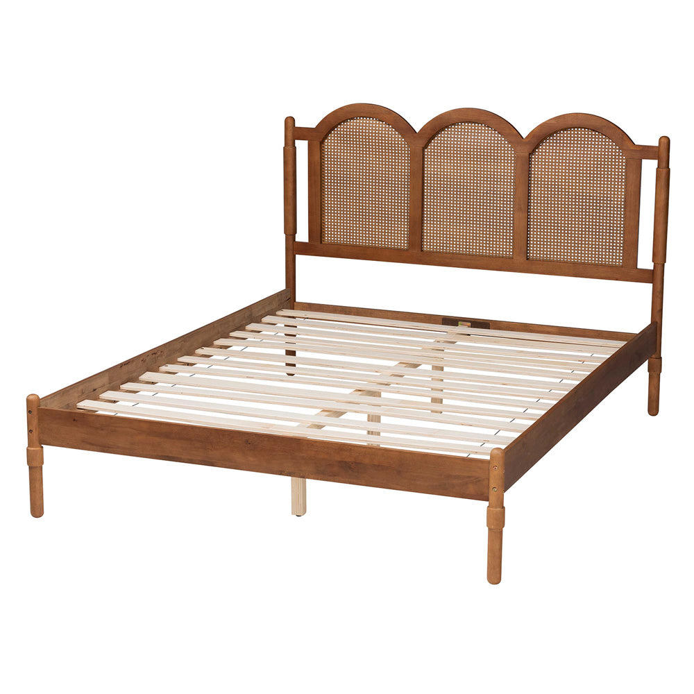 Baxton Studio - Thatcher Queen Size Bed in Walnut Brown/Natural Brown - MG0211-Walnut-Queen view 3
