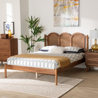 Baxton Studio - Thatcher Queen Size Bed in Walnut Brown/Natural Brown - MG0211-Walnut-Queen view 7