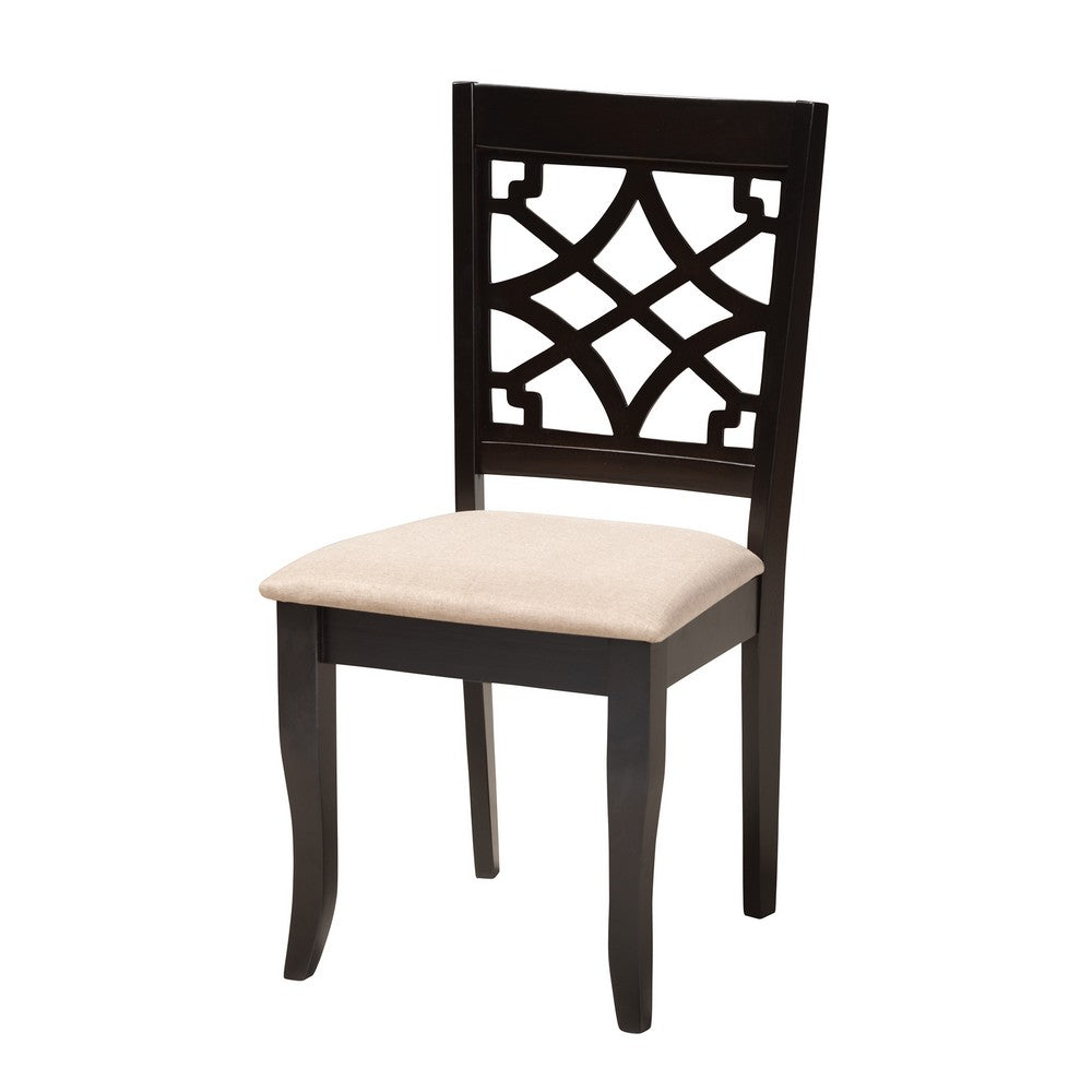 Baxton Studio - Thea Dining Set in Beige/Dark Brown - Thea-Sand/Dark Brown-5PC Dining Set view 4