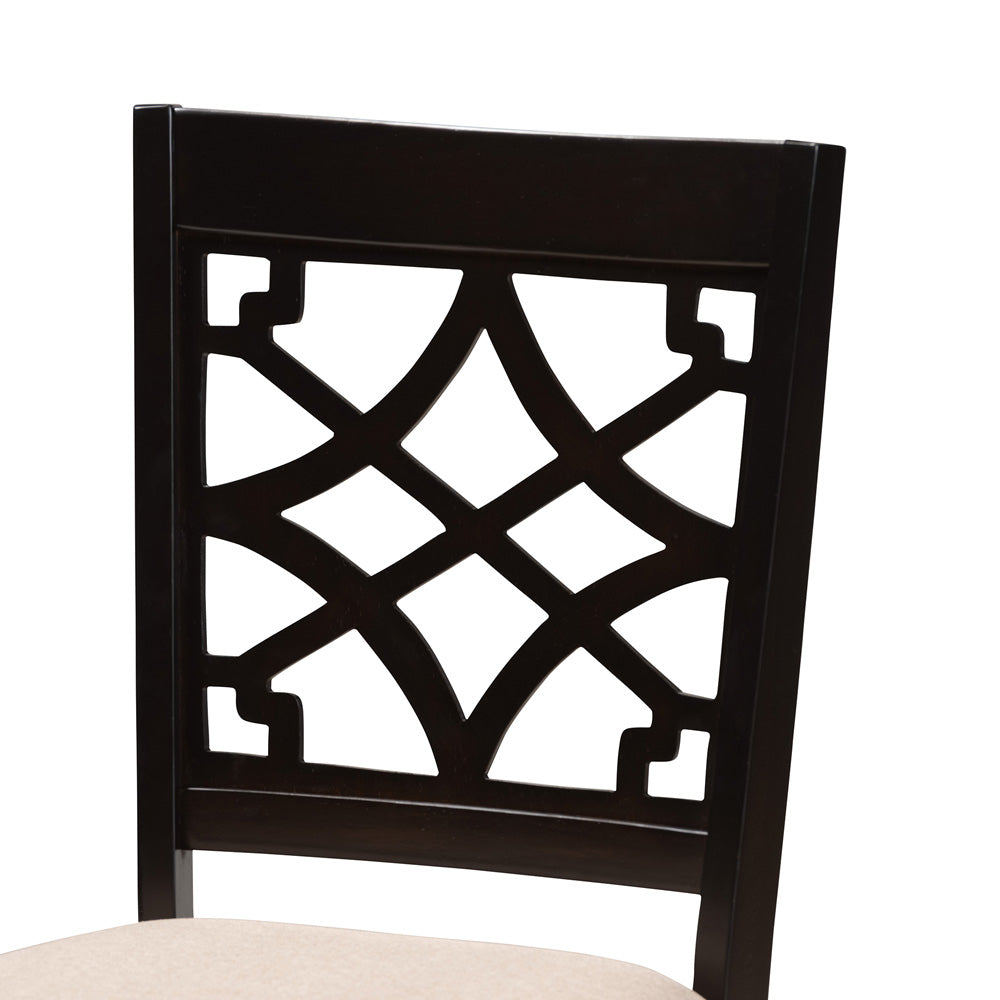 Baxton Studio - Thea Dining Set in Beige/Dark Brown - Thea-Sand/Dark Brown-5PC Dining Set view 5