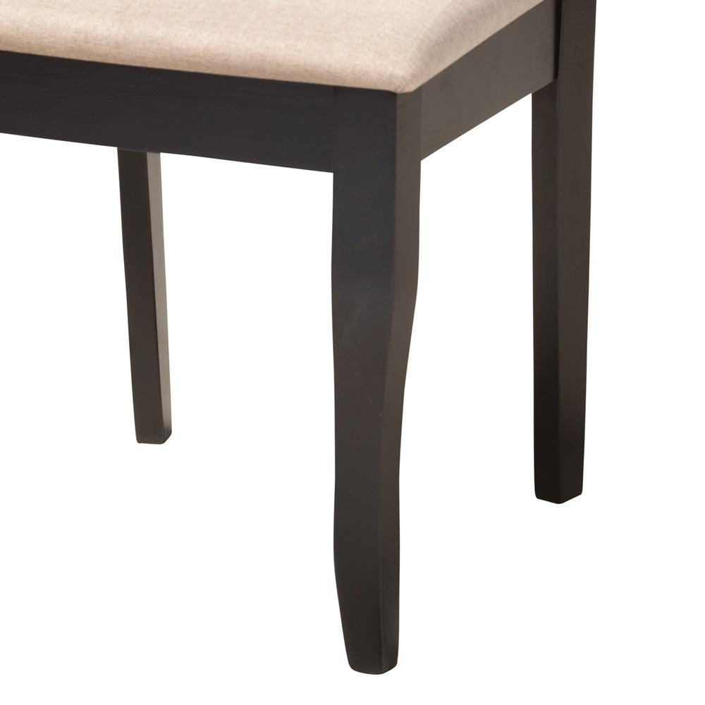 Baxton Studio - Thea Dining Set in Beige/Dark Brown - Thea-Sand/Dark Brown-5PC Dining Set view 6