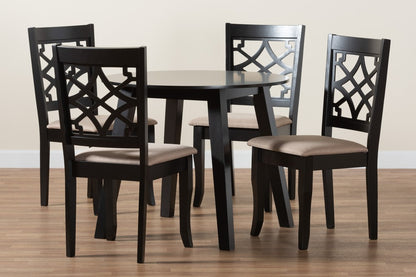 Baxton Studio - Thea Dining Set in Beige/Dark Brown - Thea-Sand/Dark Brown-5PC Dining Set view 9
