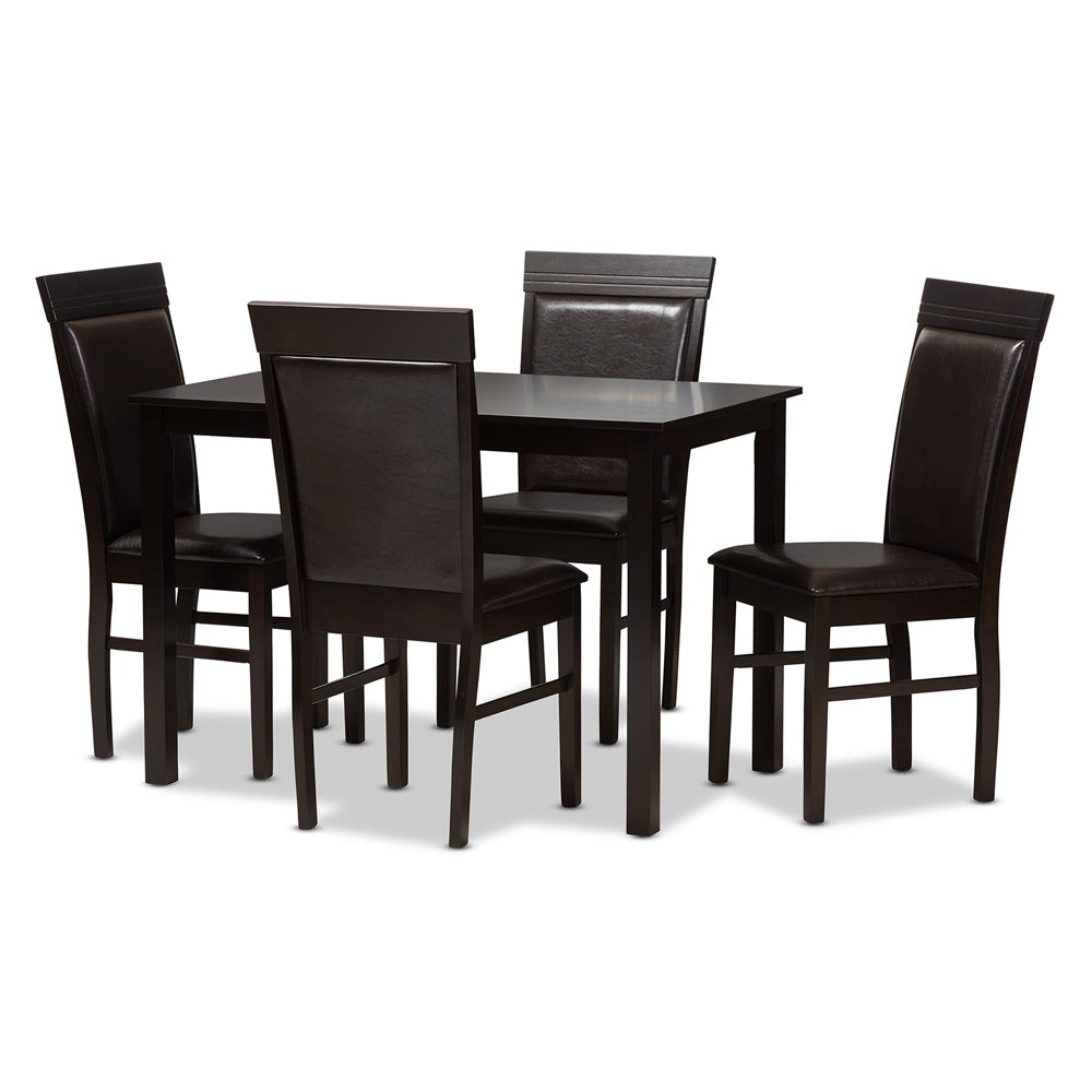 Baxton Studio - Thea Dining Set in Dark Brown - RH131C-Dark Brown Dining Set view 1
