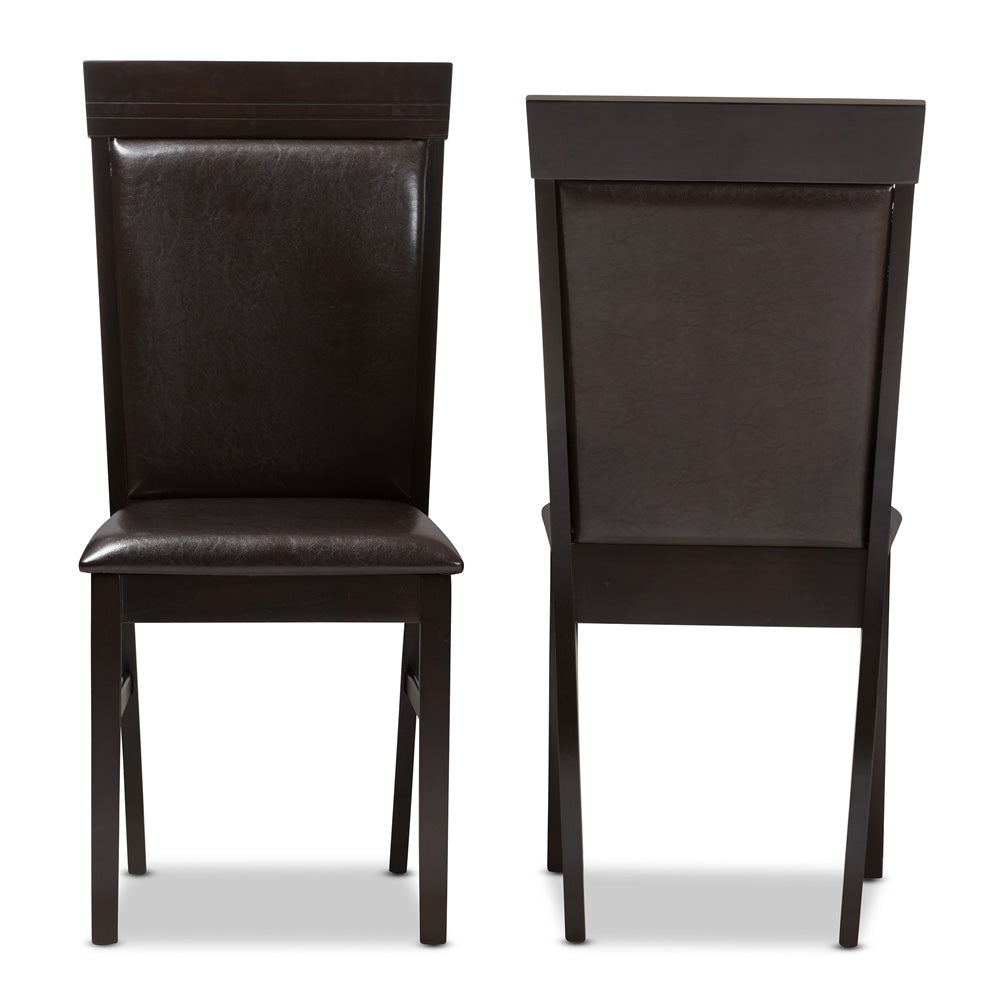 Baxton Studio - Thea Set of 2 Dining Chairs in Dark Brown - RH131C-Dark Brown-DC view 2