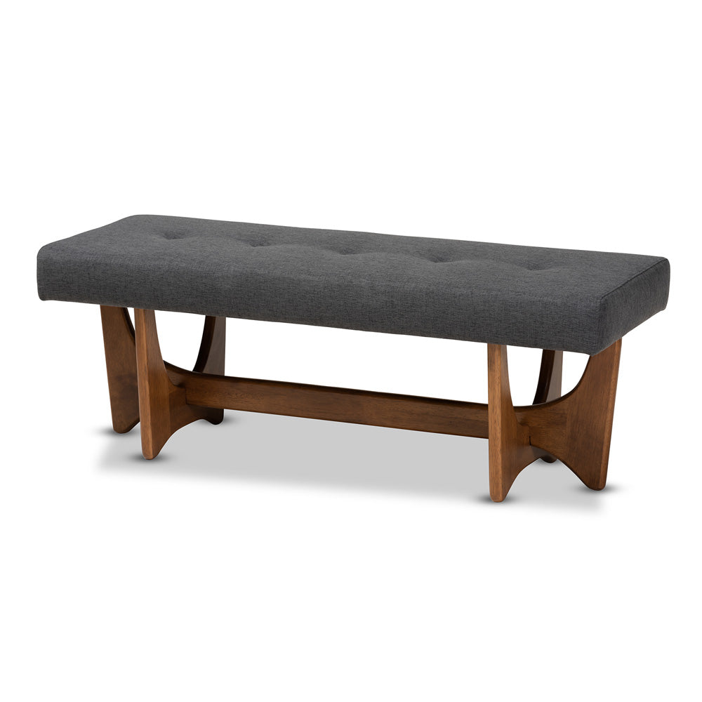 Baxton Studio - Theo Bench in Dark Grey/Walnut - BBT5368-Dark Grey/Walnut-Bench view 1