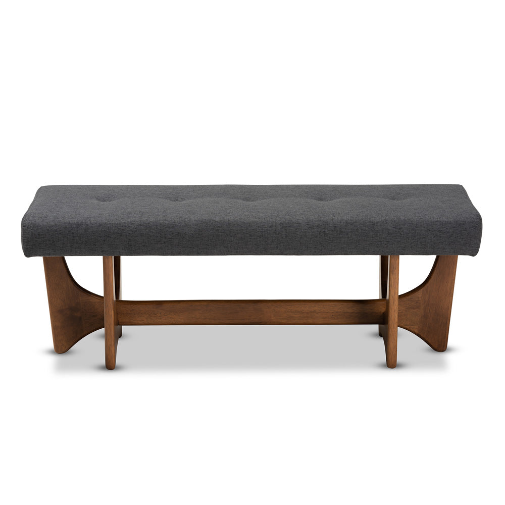 Baxton Studio - Theo Bench in Dark Grey/Walnut - BBT5368-Dark Grey/Walnut-Bench view 2