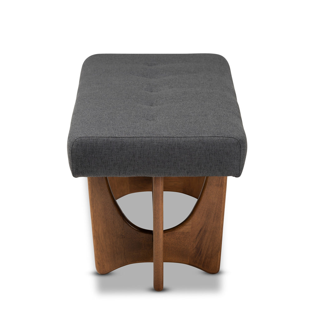 Baxton Studio - Theo Bench in Dark Grey/Walnut - BBT5368-Dark Grey/Walnut-Bench view 3