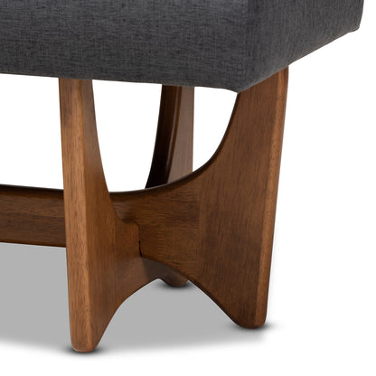 Baxton Studio - Theo Bench in Dark Grey/Walnut - BBT5368-Dark Grey/Walnut-Bench view 5