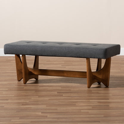 Baxton Studio - Theo Bench in Dark Grey/Walnut - BBT5368-Dark Grey/Walnut-Bench view 7