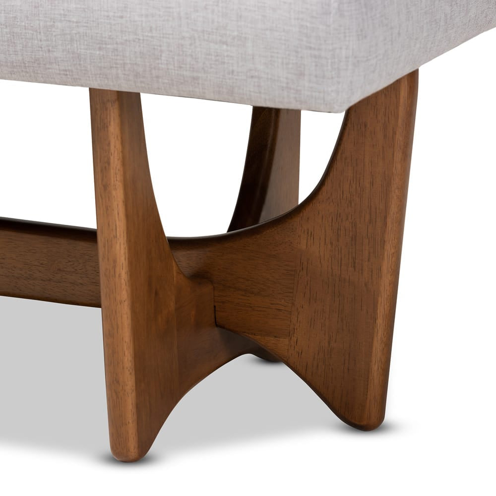 Baxton Studio - Theo Bench in Greyish Beige/Walnut - BBT5368-Greyish Beige/Walnut-Bench view 5