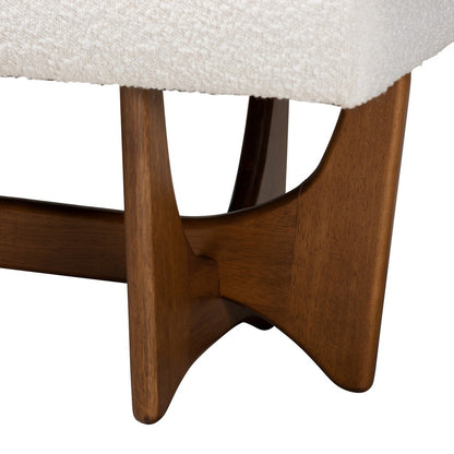 Baxton Studio - Theo Dining Bench in White/Walnut Brown - BBT5368-Cream/Walnut-Bench view 4