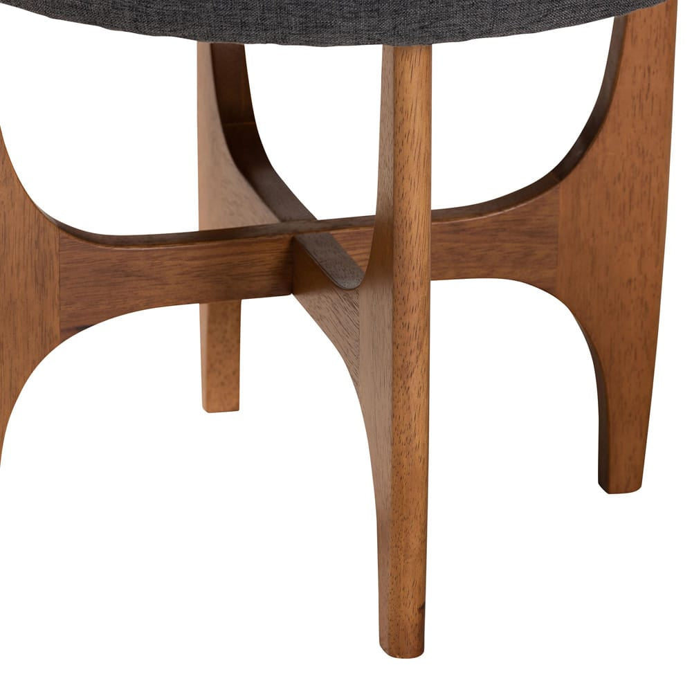 Baxton Studio - Theo Footstool in Dark Grey/Walnut Brown - BBT5456-Dark Grey/Walnut-Stool view 3