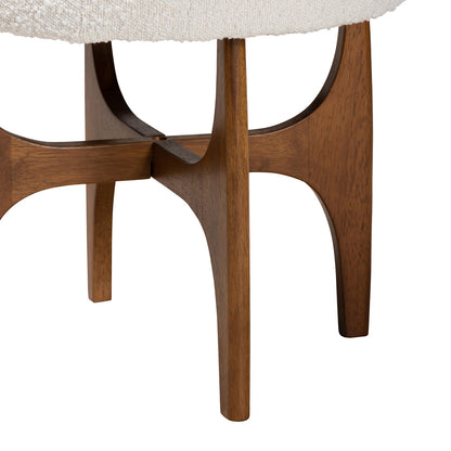 Baxton Studio - Theo Footstool in White/Walnut Brown - BBT5456-Maya-Cream/Walnut-Stool view 3