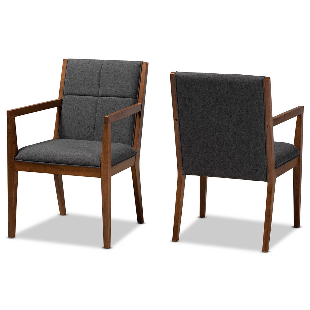 Baxton Studio - Theresa Chair in Dark Grey/Walnut Brown - BBT5390-Dark Grey/Walnut-CC view 1