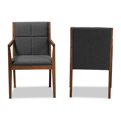Baxton Studio - Theresa Chair in Dark Grey/Walnut Brown - BBT5390-Dark Grey/Walnut-CC view 2