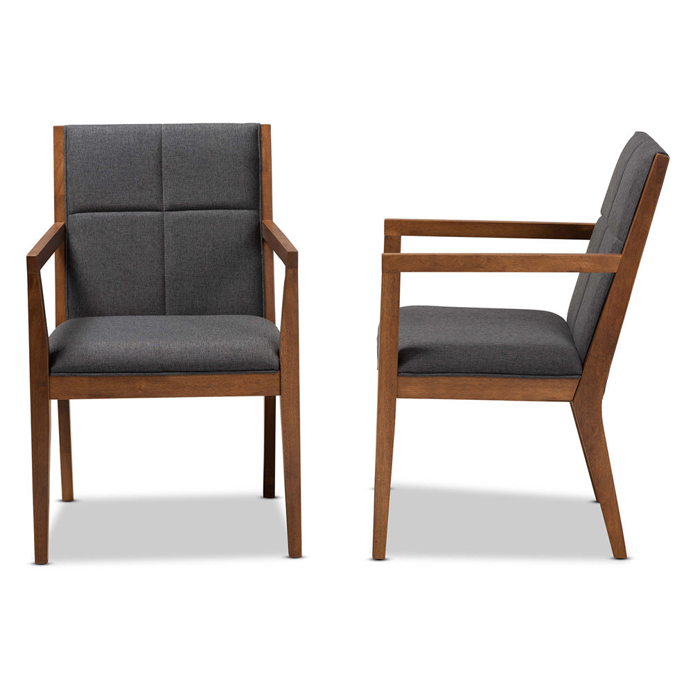 Baxton Studio - Theresa Chair in Dark Grey/Walnut Brown - BBT5390-Dark Grey/Walnut-CC view 3