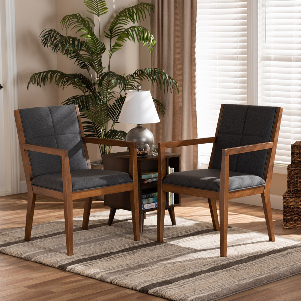 Baxton Studio - Theresa Chair in Dark Grey/Walnut Brown - BBT5390-Dark Grey/Walnut-CC view 6
