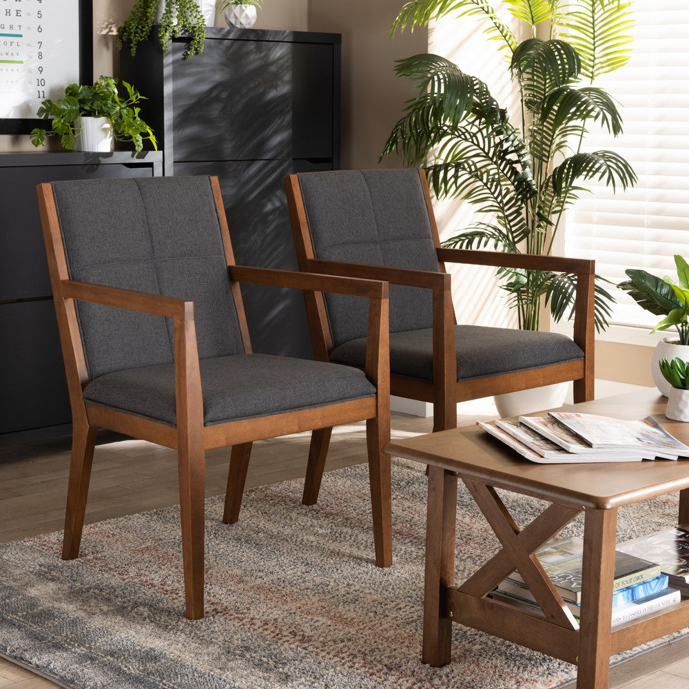 Baxton Studio - Theresa Chair in Dark Grey/Walnut Brown - BBT5390-Dark Grey/Walnut-CC view 7
