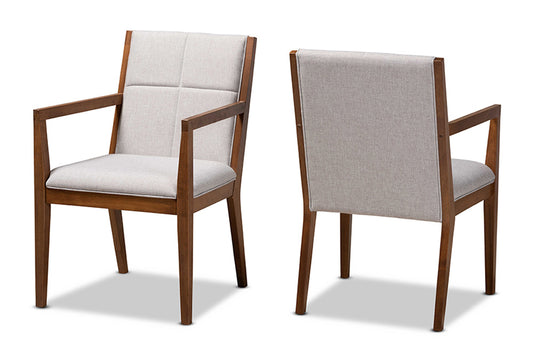 Baxton Studio - Theresa Chair Set of 2 - BBT5390-Greyish Beige/Walnut-CC view 1