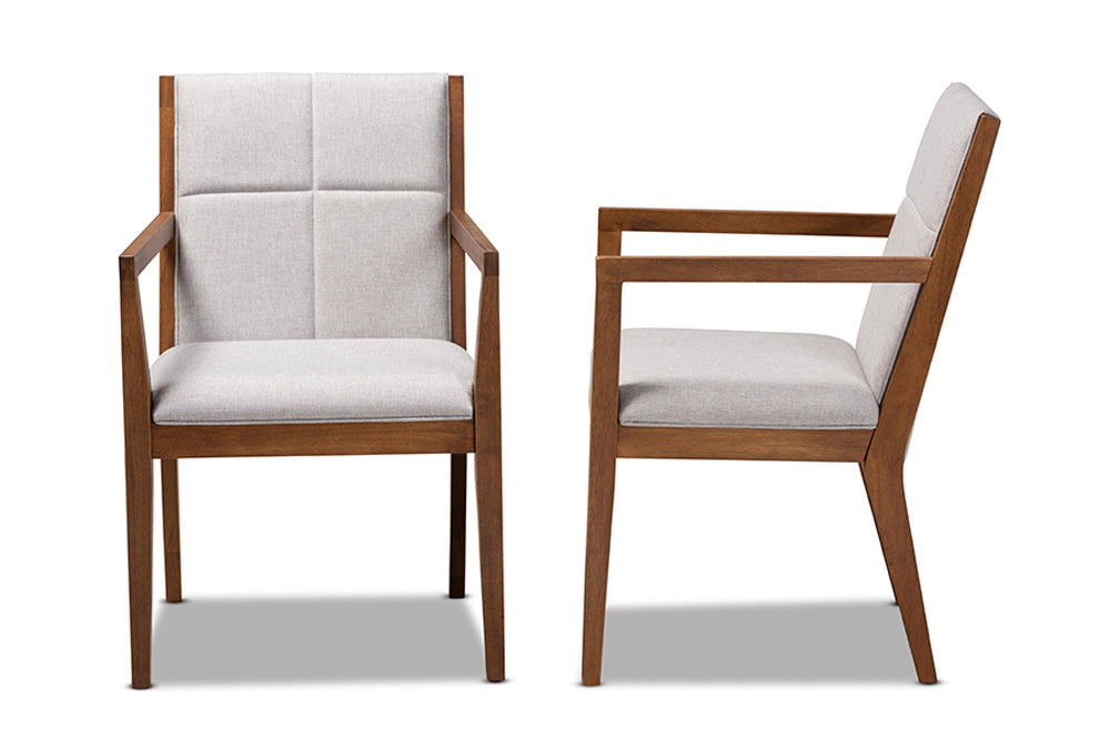 Baxton Studio - Theresa Chair Set of 2 - BBT5390-Greyish Beige/Walnut-CC view 3
