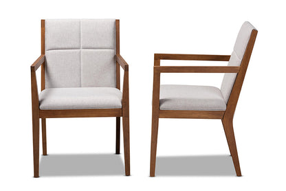 Baxton Studio - Theresa Chair Set of 2 - BBT5390-Greyish Beige/Walnut-CC view 3